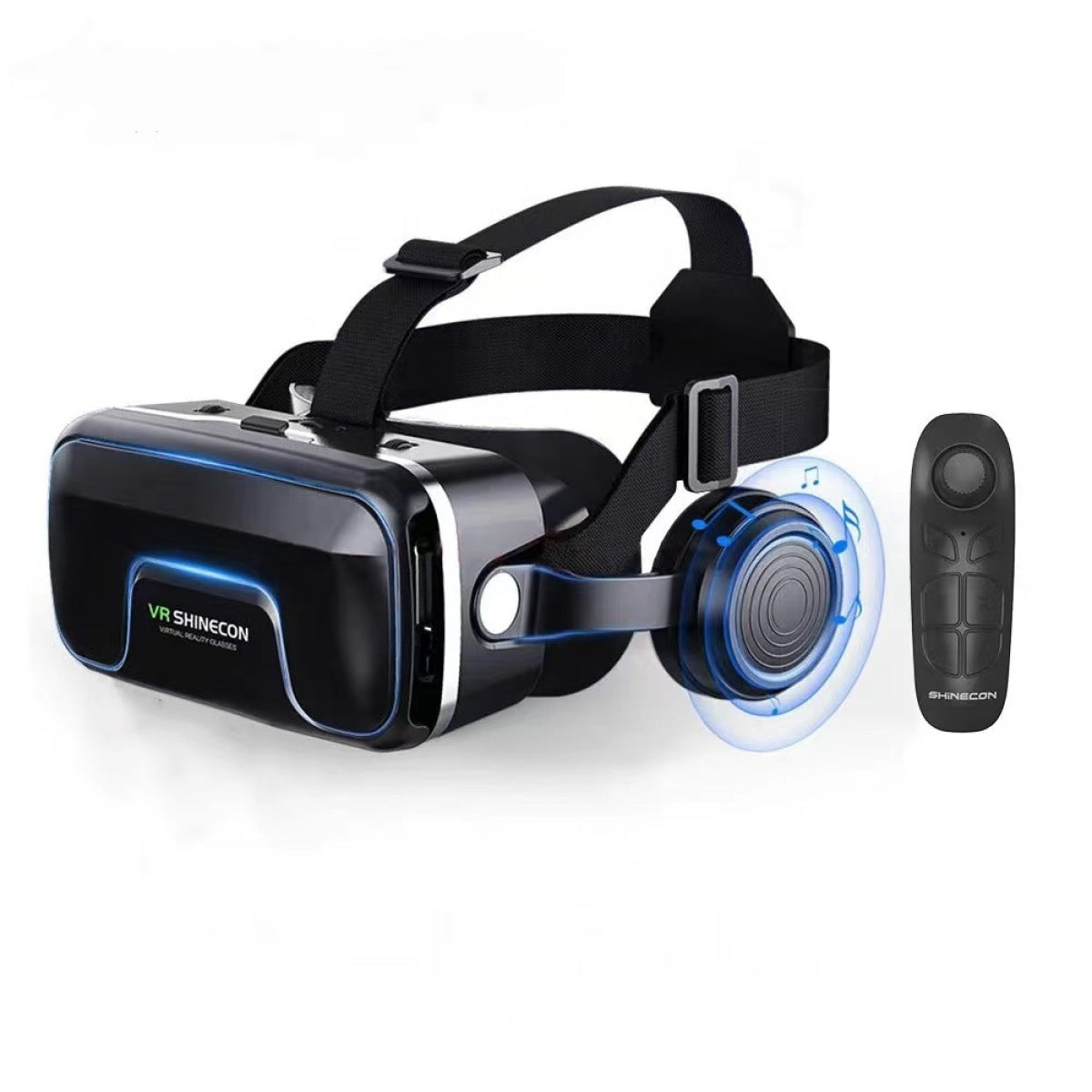 3D VR headset glasses with wireless remote controller - side view