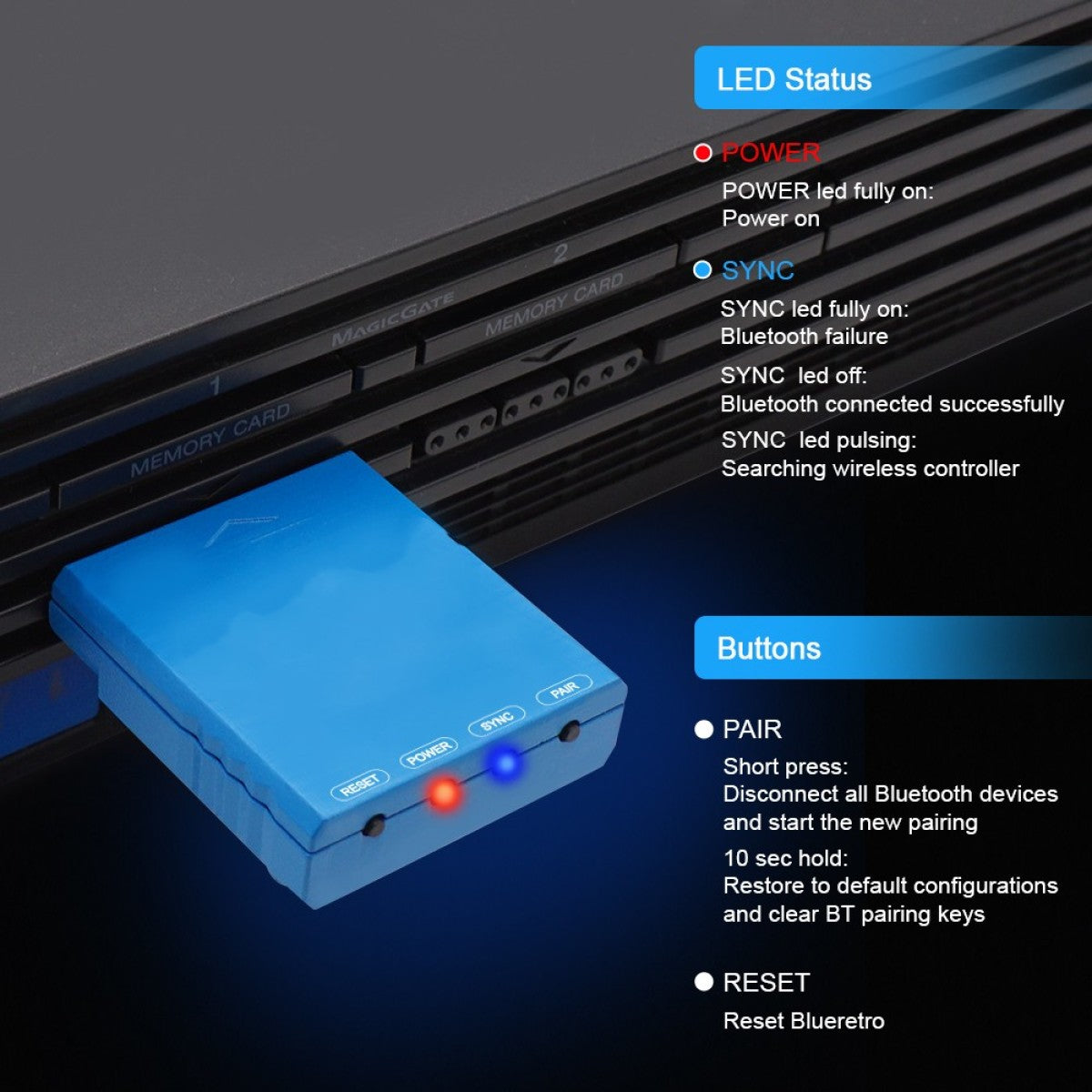 LED status and button guide