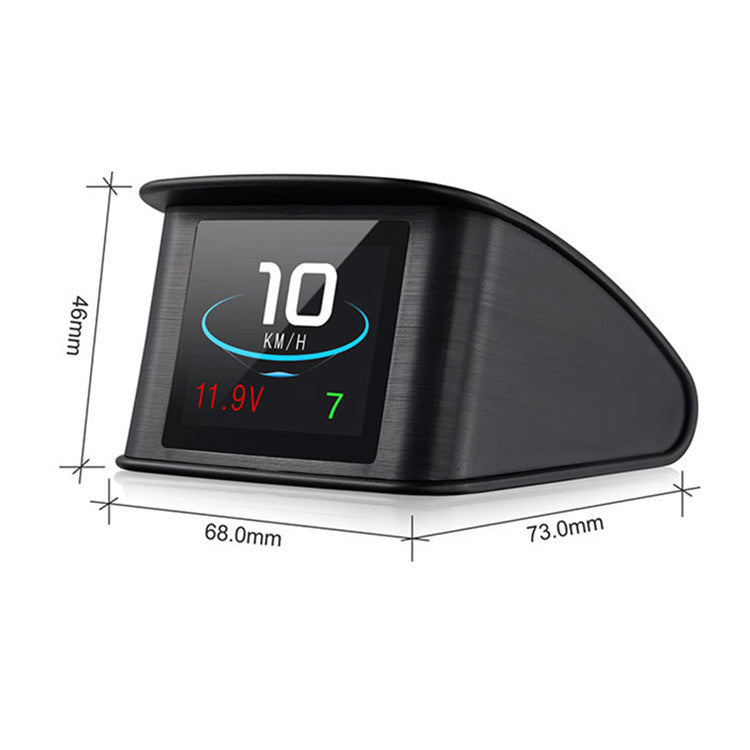 Smart car HUD monitor with speed, voltage, and dimensions