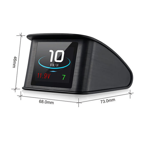 Smart car HUD monitor with speed, voltage, and dimensions