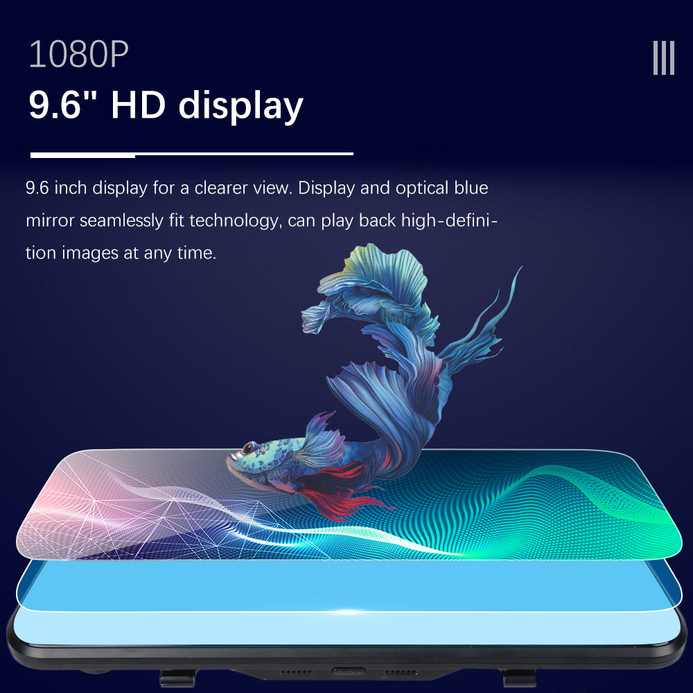 9.6 inch HD display rearview mirror dash cam