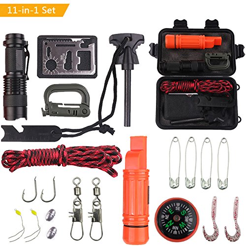 11-in-1 outdoor survival tool set contents