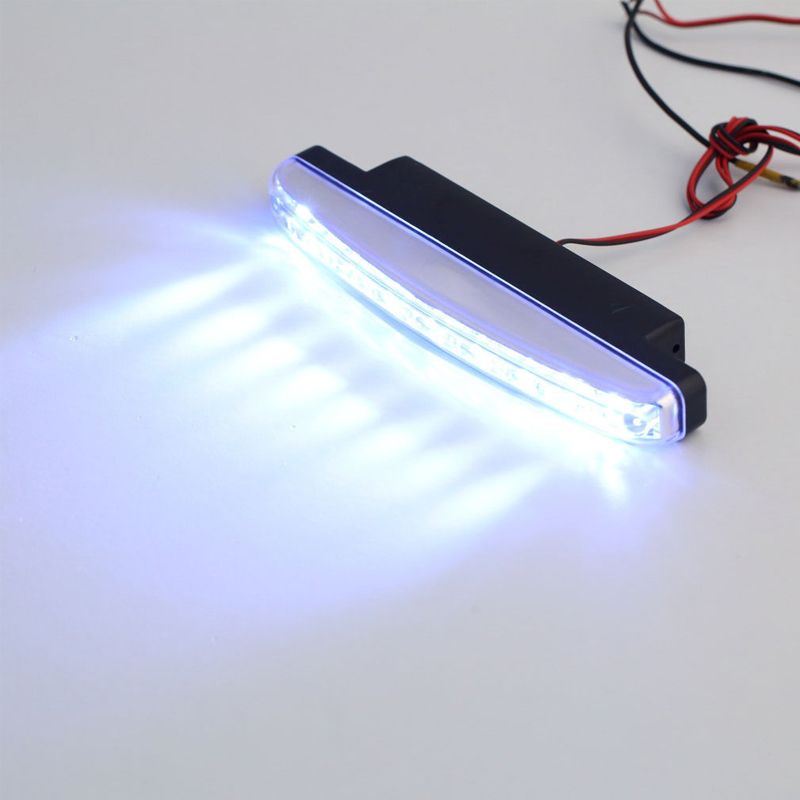 LED daytime running light lit up on table