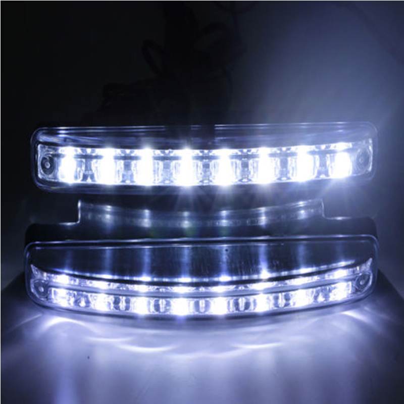 Pair of LED daytime running lights lit up