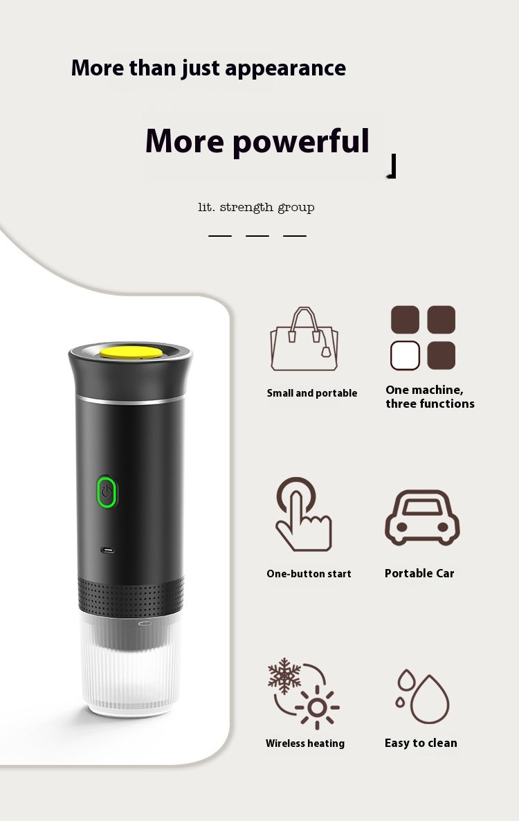 Portable espresso machine in use