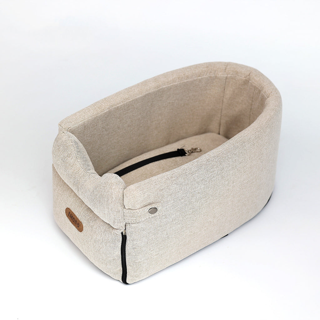 Dog car seat bed carrier, folded carry handle detail