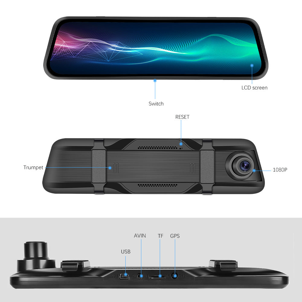Rearview mirror dash cam controls and ports diagram