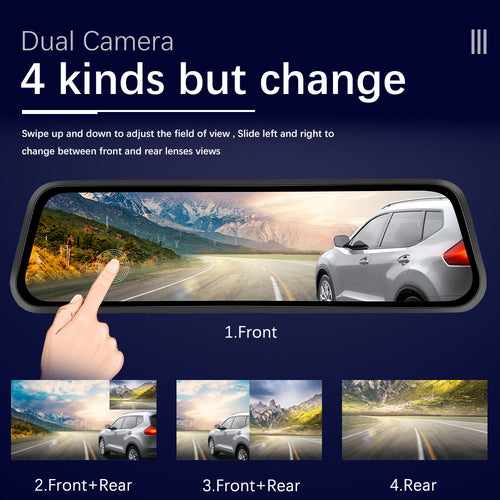 Smart rearview mirror dash cam dual camera front and rear recording