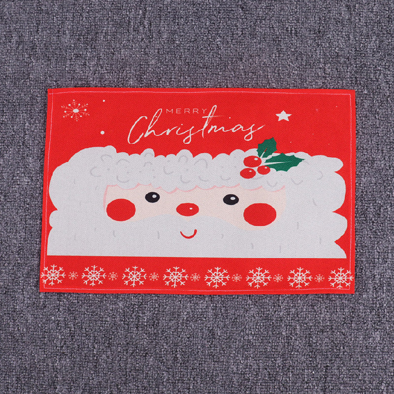 Christmas Santa Linen Table Mat on table