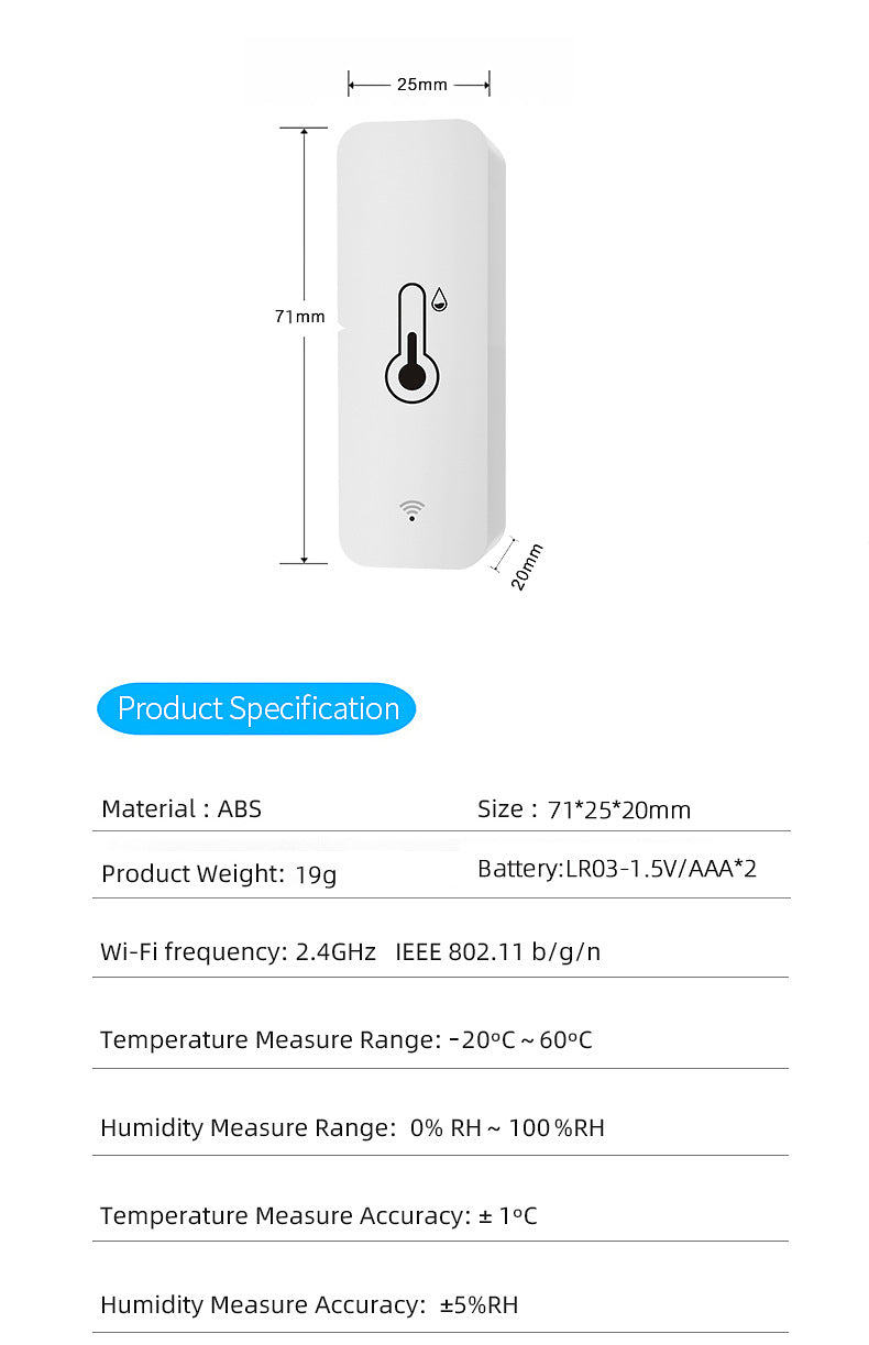 Bluetooth Indoor Hygrometer Sensor - app control