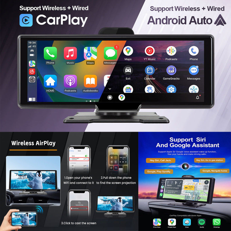Dashboard Car Smart Screen Wireless - CarPlay and Android Auto display