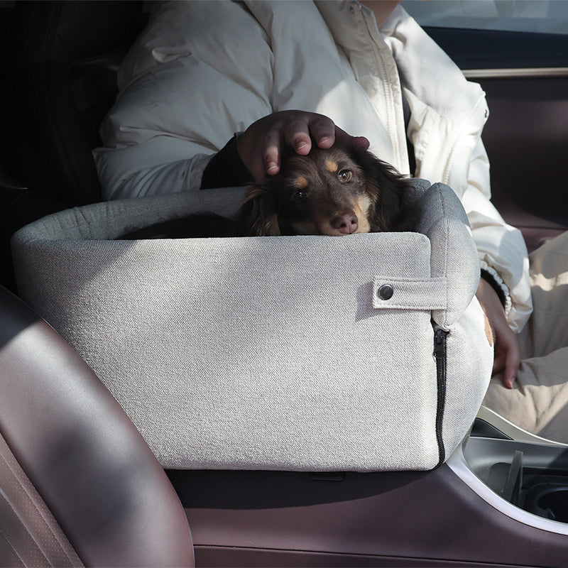 Dog car carrier folded into portable box/basket carrying shape