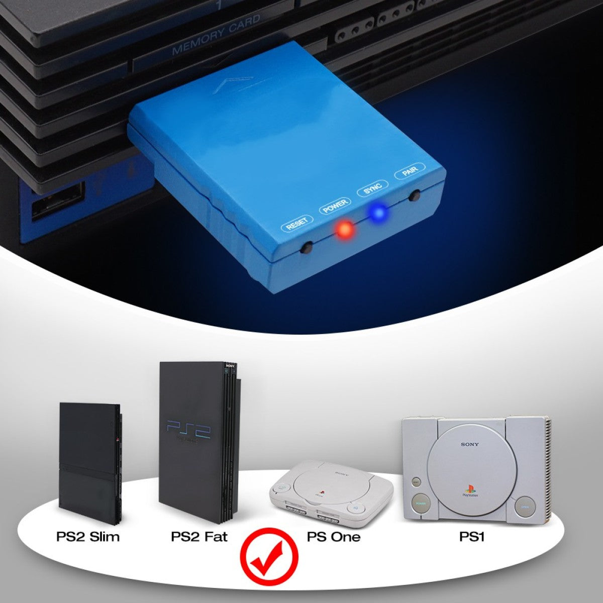 Compatible with PS2 Slim, PS2 Fat, PS One, and PS1