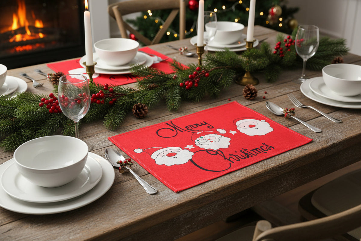 Christmas Santa Linen Table Mat