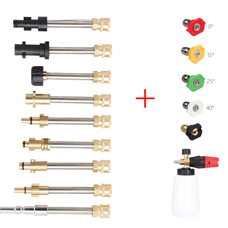 Pressure washer adapter attached to spray gun