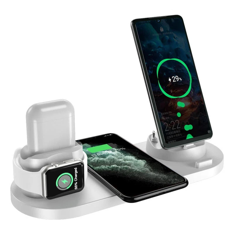 6-in-1 Wireless Charging Dock Station - White 10W