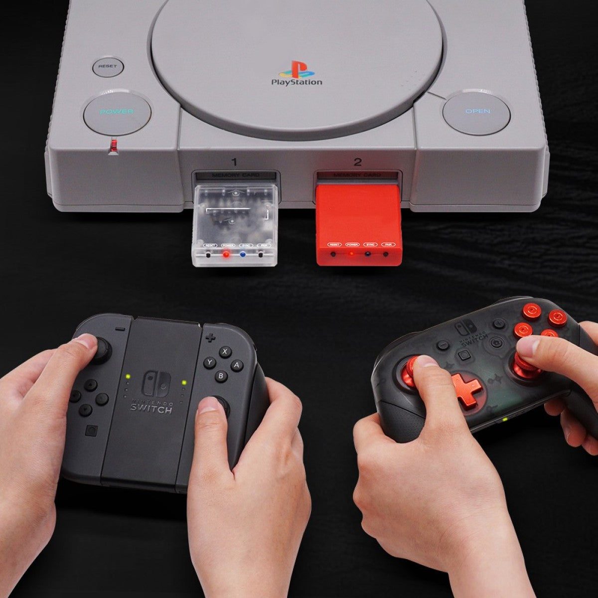 Pairing a Switch Joy-Con and a Switch Pro Controller to a PS1 console