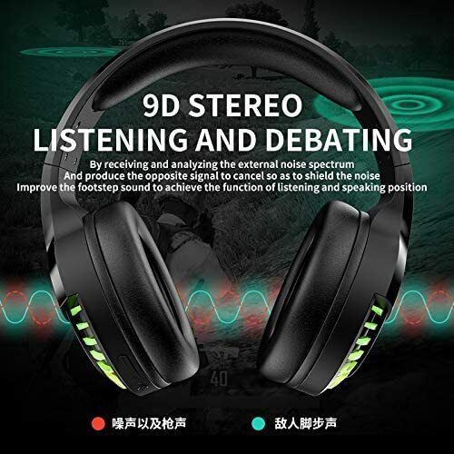 AU Wireless Bluetooth Gaming Headset RGB lighting detail